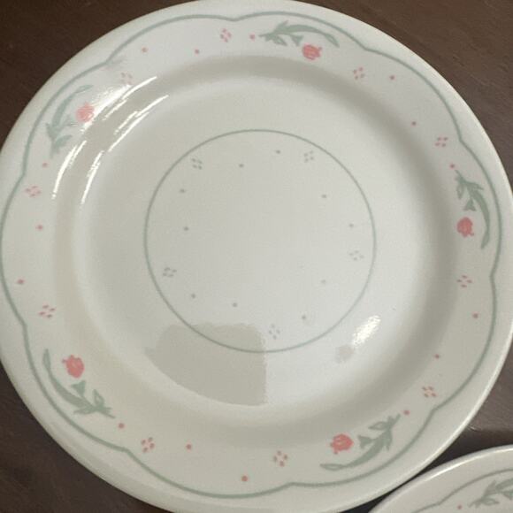 3 PC SET VINTAGE CORELLE CALICO ROSE PINK FLOWER SALAD DESSERT PLATES 7-1/4" USA - Picture 4 of 8